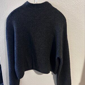 BP. Dark Gray Cropped Ribbed Sweater